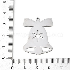 クリスマス 201 ステンレス ペンダント  蝶結びのクリスマスベル  33x25x1mm  穴：1.4mm&nbsp;STAS-C156-01E-P