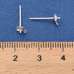 スターリングシルバーのフラットラウンドスタッドピアス金具925個  片穴パーツ用  カン付き  銀  5x4mm  穴：0.6mm&nbsp;STER-B010-01B-S