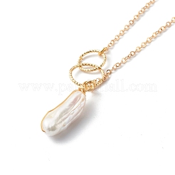 Natural Baroque Pearl Pendant Necklace&nbsp;NJEW-JN03599-03
