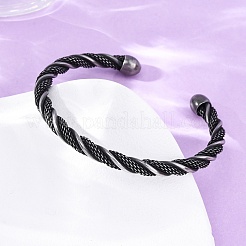 316 Surgical Stainless Steel Twisted Rope Shape Cuff Bangles&nbsp;BJEW-P319-04B