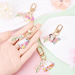 Flower Alloy Enamel Pendant Decoration&nbsp;HJEW-YW00050-01