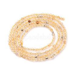 天然シトリン（加熱）ビーズ連売り  ラウンド  多面カット  2mm  穴：0.6mm  約174個/連  15.55''（39.5センチメートル）&nbsp;G-RM2025-A09-2mm