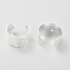 304ステンレススチール製イヤーカフ金具  穴とワードクロス付き  銀  12x7mm  穴：1mm&nbsp;STAS-H151-10S