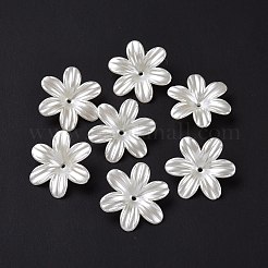 オペークアクリルビーズキャップ  6  - 花びらの花  ホワイト  26x23.3x5.5mm  穴：1.6mm&nbsp;OACR-E013-10