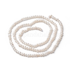 天然養殖淡水パールビーズ連売り  ポテト  アンティークホワイト  3~3.5x2.3~2.6mm  穴：0.5mm  約142~150個/連  14.5インチ（37cm）&nbsp;PEAR-G007-42-01