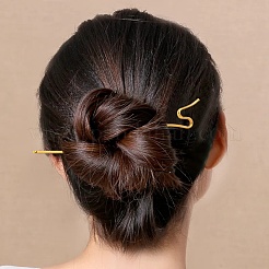 真鍮の毛が付いています  ツイスト  s型  ヘアピンクリップをupdo  ゴールドカラー  145x3x1.5mm  穴：1.6mm&nbsp;OHAR-C004-03G
