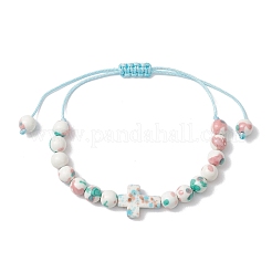 4Pcs Adjustable Synthetic Ocean White Jade & Turquoise Beads Braided Bead Bracelets&nbsp;BJEW-JB11297