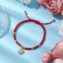 Golden Tone Sun Brass Micro Pave Clear Cubic Zirconia Charm Bracelets&nbsp;BJEW-JB10599