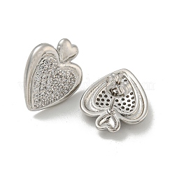 Heart Brass Pave Clear Cubic Zirconia Stud Earrings for Women&nbsp;EJEW-N054-39P