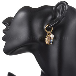 Abalone Shell Pendant Necklace & Hoop Earrings with Shell Pearl & Natural Freshwater Pearls&nbsp;SJEW-JS01379-02