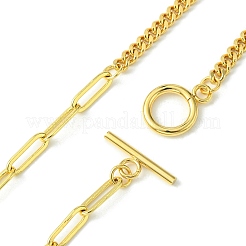Brass Curb & Paperclip Chain Necklaces with Toggle Clasps&nbsp;NJEW-JN04609