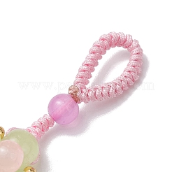 Baking Paint Imitation Jade Glass Woven Clover Pendant Decorations&nbsp;HJEW-JM03148-05