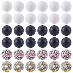 60pcs 4 Styles Silicone Beads Round Rubber Bead 15MM Loose Spacer Beads for DIY Supplies Jewelry Keychain Making&nbsp;FIND-TA0010-30B