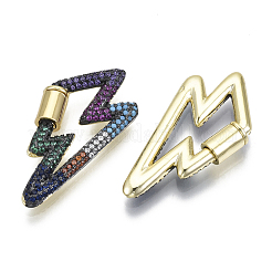 Brass Micro Pave Cubic Zirconia Screw Carabiner Lock Charms&nbsp;ZIRC-N039-014B-NF