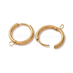 201 ステンレススチールフープピアス金具  304ステンレスピン付き  カン付き  ゴールドカラー  19x16x2.5mm  穴：2mm  内径：12mm&nbsp;SA-CBA9743-02G-A