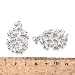 304ステンレススチール製模造珊瑚ペンダント  ステンレス鋼色  37x23x2mm  穴：2mm&nbsp;STAS-T069-41P