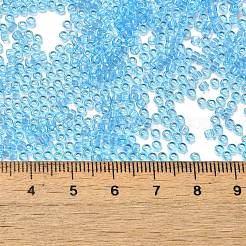 透明な色のガラスの丸いシードビーズ  ドジャーブルー  2~2.5x1.5mm  穴：1mm  約28125個/ポンド&nbsp;SEED-B001-06A-02