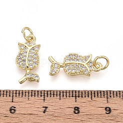 真鍮製マイクロパヴェキュービックジルコニアペンダント  花  丸カン付き  16KGP本金メッキ  17.5~18x8x2mm  穴：3mm&nbsp;KK-T071-133G