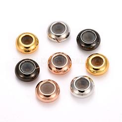 真鍮ビーズ  内部のゴムと  スライダービーズ  ロンデル  ミックスカラー  7x3.5mm  穴：2mm&nbsp;KK-K197-B-15