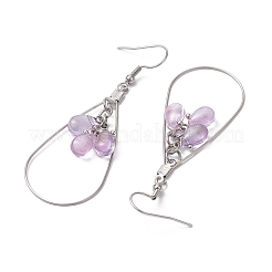 Teardrop 304 Stainless Steel Transparent Glass Dangle Earrings&nbsp;EJEW-JE06404-02