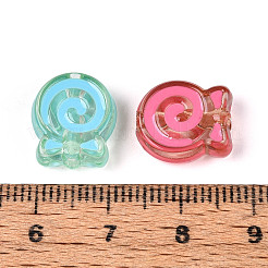 透明なアクリルビーズ  ロリポップ  エナメル  ミックスカラー  13.5x12x5.5mm  穴：2mm&nbsp;TACR-T030-17M