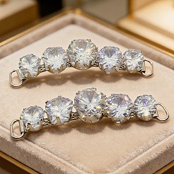 2Pcs Brass Micro Pave Cubic Zirconia Shoes Buckle Clips&nbsp;KK-DJ0001-20