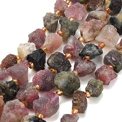 天然のマルチカラートルマリンビーズ連売り  ナゲット  シードビーズで  9~27x7~19x6~14mm  穴：0.6~1.2mm  約19~35個/連  15.67~15.75''（39.8~40センチメートル）&nbsp;G-A322-B11-01