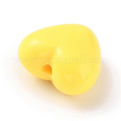 不透明なアクリルビーズ  ハート  きいろ  16x19x11mm  穴：3mm&nbsp;SACR-WH0005-06F