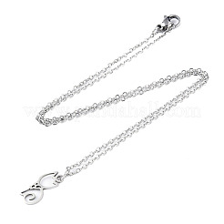 Non-Tarnish 201 Stainless Steel Kitten Pendants Necklaces&nbsp;NJEW-S105-JN590-40-1