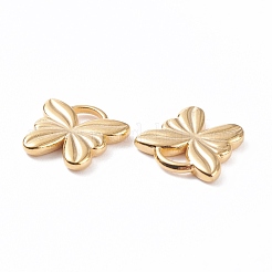 304ステンレススチールチャーム  蝶  ゴールドカラー  9.5x10x1.5mm  穴：2x2mm&nbsp;STAS-B024-43G-01