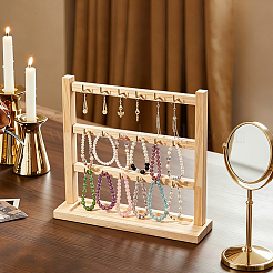 3-Tier Wood Jewelry Display Stands with Trays for Earrings Bracelets Rings Necklaces&nbsp;ODIS-WH0095-025A