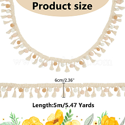 ポリエステルタッセルリボン  服飾材料  ビスク  2-3/8インチ（60mm）  約5.47ヤード（5m）/ pc&nbsp;DIY-WH0578-54