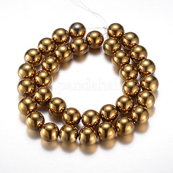 Electroplate Magnetic Synthetic Hematite Bead Strands&nbsp;G-A165A-12mm-03