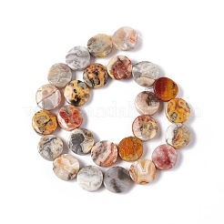 天然クレイジーレースアゲートビーズ連売り  ツイストフラットラウンド  16x6~7mm  穴：1mm  約25個/連  15.75''（40センチメートル）&nbsp;G-O120-13