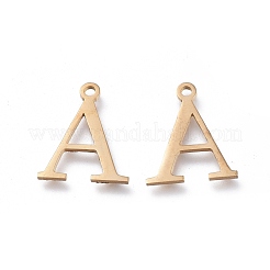 304ステンレススチールチャーム  ギリシャ語のアルファベット  ゴールドカラー  文字.a  13.8x11.5x1mm  穴：1.2mm&nbsp;STAS-L263-01G