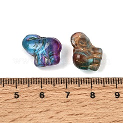 焼き付け塗料と金色の金属で覆われたガラスビーズ  象  ミックスカラー  14x15.5x8mm  穴：1.2mm&nbsp;GL-CBA1477-22