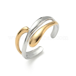 304 Stainless Steel Double Color Cuff Rings&nbsp;RJEW-S635-01GP-H
