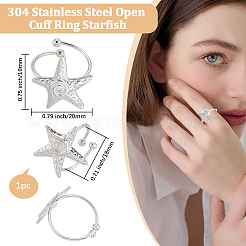 304 Stainless Steel Open Cuff Rings&nbsp;RJEW-BBC0001-23P