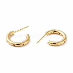 Cubic Zirconia C-shape with Star Stud Earrings&nbsp;EJEW-E263-12G