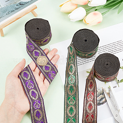 エスニックスタイルの刺繍ポリエステルリボン3色3本  ジャカードリボン  チロリアンリボン  服飾材料  楕円模様  ミックスカラー  1-3/8インチ（34mm）  約7.66ヤード（7m）/ pc  1pc /カラー&nbsp;OCOR-PH0003-93