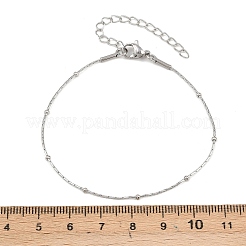 201ステンレススチール製サテライトチェーンブレスレット（女性用）  ステンレス鋼色  7インチ（17.8cm）&nbsp;BJEW-G767-01D-P