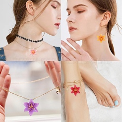 30個6色不透明樹脂ペンダント  花のチャーム  プラチナ鉄ループ付き  ミックスカラー  30x26x7mm  穴：1.8mm  5個/カラー&nbsp;CRES-YW0002-84