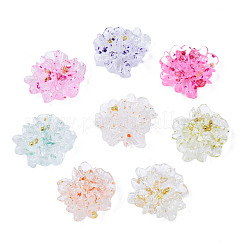 クリア樹脂カボション  201個のステンレススチールビーズ付き  花  ミックスカラー  24x22x10mm&nbsp;CRES-N030-002