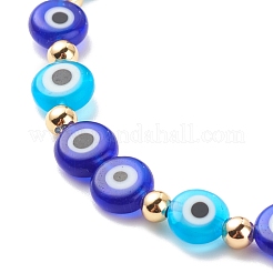 ランプワーク イービル アイ & ブラス ストレッチ ブレスレット レディース  カラフル  内径：2-1/8インチ（5.5cm）&nbsp;BJEW-JB08386-02