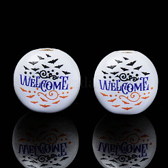 Halloween Printed Natural Wood Beads&nbsp;WOOD-S057-091