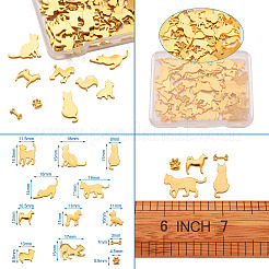 合金カボション  UVレジンDIY用  エポキシ樹脂  プレスジュエリー  混合図形  ゴールドカラー  11x11x0.8mm  55個/箱&nbsp;PALLOY-TA0001-69G