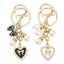 Heart & Bowknot Alloy Enamel Pendant Keychain&nbsp;KEYC-YW00133-01