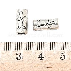 チベット風合金ビーズ  リーフ柄を持つ列  カドミウムフリー＆鉛フリー  アンティークシルバー  11.5x5mm  穴：3mm  約1098個/1000g&nbsp;TIBEB-L008-09AS