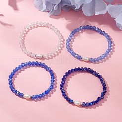 4Pcs Glass & Natural Cultured Freshwater Pearl Beads Stretch Bracelets for Women&nbsp;BJEW-JB13520