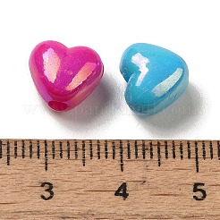 不透明なメッキアクリルビーズ  ABカラー  ハート  ミックスカラー  9x10x7mm  穴：2.3mm  1428個/ 500g&nbsp;OACR-E039-56